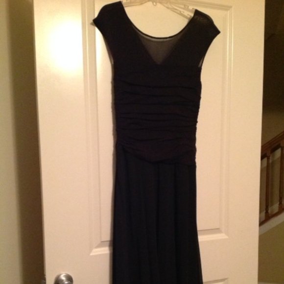 COPY - Black Chiffon Flowing Dress with Rhinestone Buckle - Picture 4 of 4